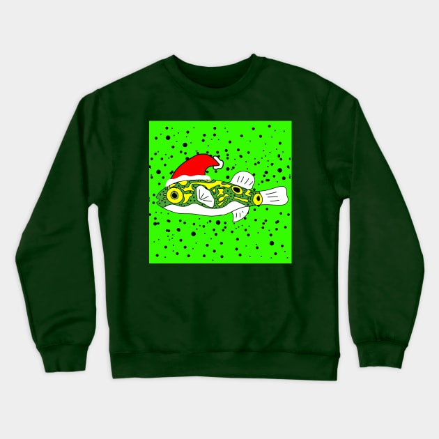 Puffer Fish in Santa Hat Crewneck Sweatshirt by KRitters